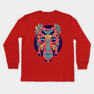 Retro Triad African Mask 1 Kids Long Sleeve T-Shirt